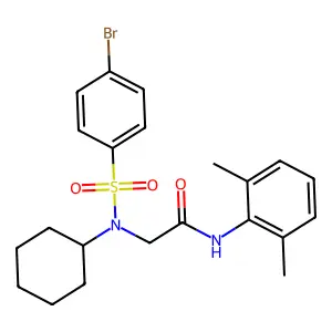 2-[(4-bromophenyl)sulfonyl-cyclohexylamino]-N-(2,6-dimethylphenyl)acetamide structure