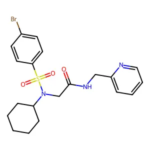 2-[(4-bromophenyl)sulfonyl-cyclohexylamino]-N-(pyridin-2-ylmethyl)acetamide structure