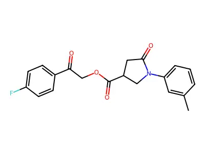 2-(4-Fluorophenyl)-2-oxoethyl 1-(3-methylphenyl)-5-oxo-3-pyrrolidinecarboxylate structure