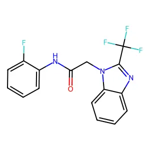 N-(2-fluorophenyl)-2-[2-(trifluoromethyl)-1H-benzimidazol-1-yl]acetamide structure