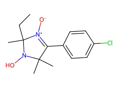 5-(4-Chlorophenyl)-2-ethyl-3-hydroxy-2,4,4-trimethyl-1-oxidoimidazol-1-ium structure