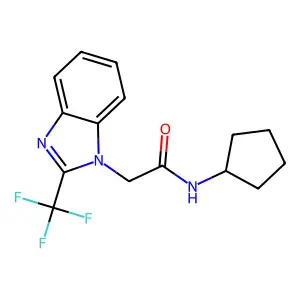 N-cyclopentyl-2-[2-(trifluoromethyl)-1H-benzimidazol-1-yl]acetamide structure
