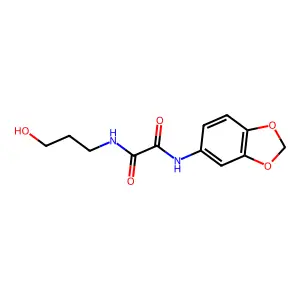 N1-(benzo[d][1,3]dioxol-5-yl)-N2-(3-hydroxypropyl)oxalamide structure