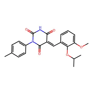(5E)-5-[(3-methoxy-2-propan-2-yloxyphenyl)methylidene]-1-(4-methylphenyl)-1,3-diazinane-2,4,6-trione structure