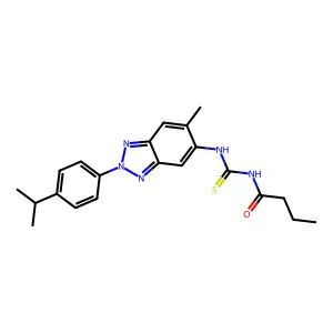 N-[[6-methyl-2-(4-propan-2-ylphenyl)benzotriazol-5-yl]carbamothioyl]butanamide structure