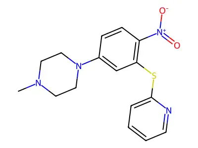 1-Methyl-4-(4-nitro-3-pyridin-2-ylsulfanylphenyl)piperazine structure