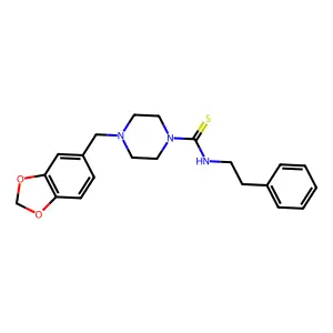 4-(1,3-benzodioxol-5-ylmethyl)-N-(2-phenylethyl)piperazine-1-carbothioamide structure