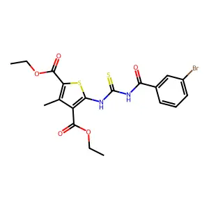 diethyl 5-({[(3-bromophenyl)carbonyl]carbamothioyl}amino)-3-methylthiophene-2,4-dicarboxylate structure
