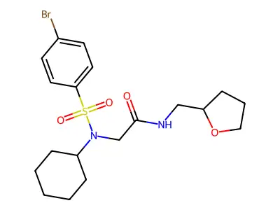 2-[(4-bromophenyl)sulfonyl-cyclohexylamino]-N-(oxolan-2-ylmethyl)acetamide structure