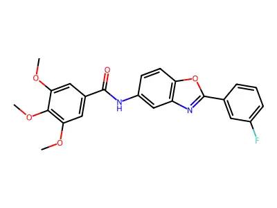 N-[2-(3-fluorophenyl)-1,3-benzoxazol-5-yl]-3,4,5-trimethoxybenzamide structure