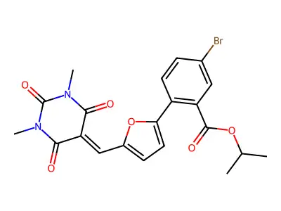 1-Methylethyl 5-bromo-2-[5-[(tetrahydro-1,3-dimethyl-2,4,6-trioxo-5(2H)-pyrimidinylidene)methyl]-2-furanyl]benzoate structure