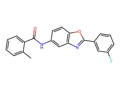 N-[2-(3-fluorophenyl)-1,3-benzoxazol-5-yl]-2-methylbenzamide structure
