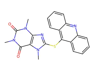 8-Acridin-9-ylsulfanyl-1,3,7-trimethylpurine-2,6-dione structure
