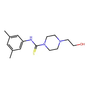 N-(3,5-dimethylphenyl)-4-(2-hydroxyethyl)piperazine-1-carbothioamide structure