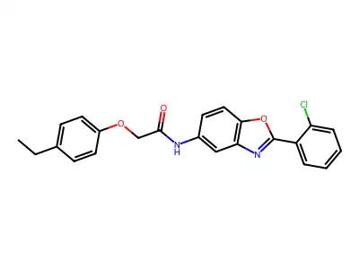 N-[2-(2-chlorophenyl)-1,3-benzoxazol-5-yl]-2-(4-ethylphenoxy)acetamide structure