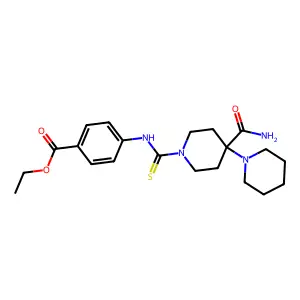 Ethyl 4-{[(4-carbamoyl-4-piperidylpiperidyl)thioxomethyl]amino}benzoate structure