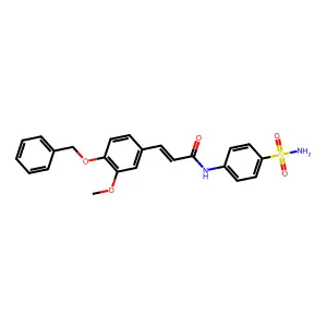 (2E)-3-[3-methoxy-4-(phenylmethoxy)phenyl]-N-(4-sulfamoylphenyl)prop-2-enamide structure