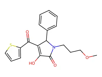 3-Hydroxy-1-(3-methoxypropyl)-5-phenyl-4-(2-thienylcarbonyl)-3-pyrrolin-2-one structure