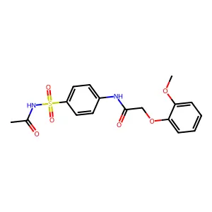 N-[4-(acetylsulfamoyl)phenyl]-2-(2-methoxyphenoxy)acetamide structure