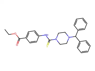 Ethyl 4-({[4-(diphenylmethyl)piperazinyl]thioxomethyl}amino)benzoate structure