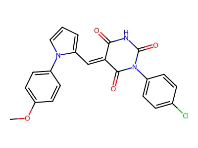 (5E)-1-(4-chlorophenyl)-5-[[1-(4-methoxyphenyl)pyrrol-2-yl]methylidene]-1,3-diazinane-2,4,6-trione structure