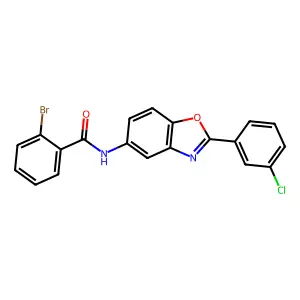 2-bromo-N-[2-(3-chlorophenyl)-1,3-benzoxazol-5-yl]benzamide structure