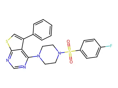 4-(4-((4-Fluorophenyl)sulfonyl)piperazin-1-yl)-5-phenylthieno[2,3-d]pyrimidine structure