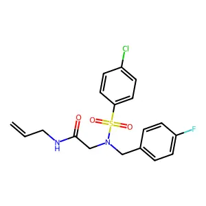 2-[(4-chlorophenyl)sulfonyl-[(4-fluorophenyl)methyl]amino]-N-prop-2-enylacetamide structure