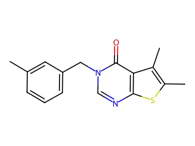 5,6-Dimethyl-3-[(3-methylphenyl)methyl]thieno[2,3-d]pyrimidin-4-one structure