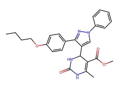 methyl 4-[3-(4-butoxyphenyl)-1-phenyl-1H-pyrazol-4-yl]-6-methyl-2-oxo-1,2,3,4-tetrahydropyrimidine-5-carboxylate structure