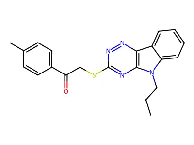 1-(4-methylphenyl)-2-[(5-propyl-[1,2,4]triazino[5,6-b]indol-3-yl)sulfanyl]ethanone structure