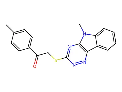 1-(4-methylphenyl)-2-[(5-methyl-[1,2,4]triazino[5,6-b]indol-3-yl)sulfanyl]ethanone structure
