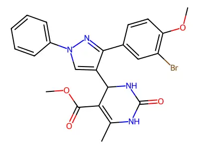 methyl 4-[3-(3-bromo-4-methoxyphenyl)-1-phenyl-1H-pyrazol-4-yl]-6-methyl-2-oxo-1,2,3,4-tetrahydropyrimidine-5-carboxylate structure