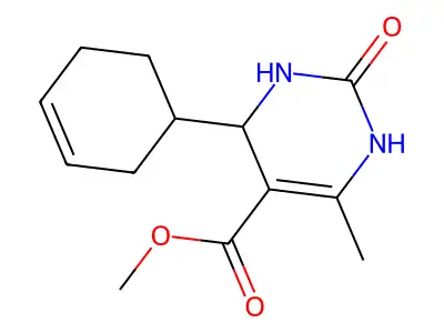 Methyl 6-cyclohex-3-enyl-4-methyl-2-oxo-1,3,6-trihydropyrimidine-5-carboxylate structure