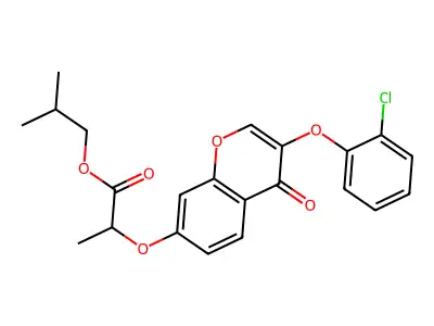 2-methylpropyl 2-{[3-(2-chlorophenoxy)-4-oxo-4H-chromen-7-yl]oxy}propanoate structure