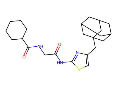 N-{4-[(adamantan-1-yl)methyl]-1,3-thiazol-2-yl}-2-(cyclohexylformamido)acetamide structure