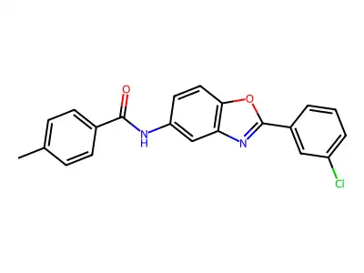 N-[2-(3-chlorophenyl)-1,3-benzoxazol-5-yl]-4-methylbenzamide structure