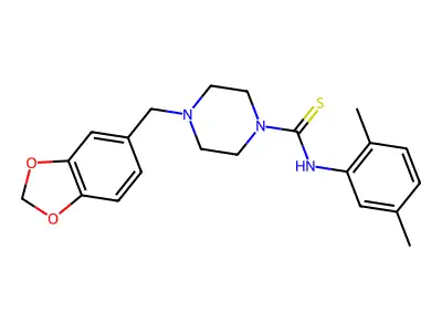 4-(1,3-benzodioxol-5-ylmethyl)-N-(2,5-dimethylphenyl)piperazine-1-carbothioamide structure