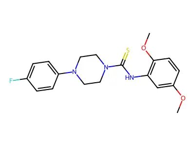 N-(2,5-dimethoxyphenyl)-4-(4-fluorophenyl)piperazine-1-carbothioamide structure