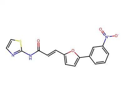(E)-3-(5-(3-nitrophenyl)furan-2-yl)-N-(thiazol-2-yl)acrylamide structure