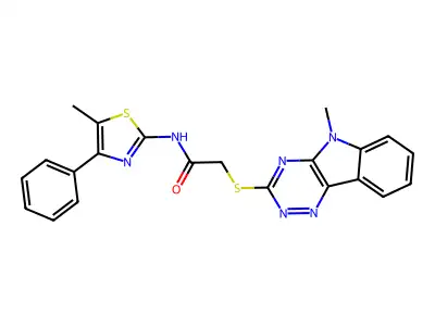 N-(5-methyl-4-phenyl-1,3-thiazol-2-yl)-2-[(5-methyl-[1,2,4]triazino[5,6-b]indol-3-yl)sulfanyl]acetamide structure