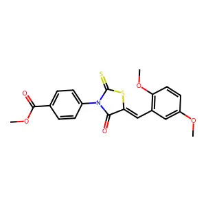 methyl 4-[(5Z)-5-(2,5-dimethoxybenzylidene)-4-oxo-2-thioxo-1,3-thiazolidin-3-yl]benzoate structure