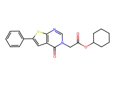 cyclohexyl (4-oxo-6-phenylthieno[2,3-d]pyrimidin-3(4H)-yl)acetate structure