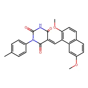 (5E)-5-[(2,7-dimethoxynaphthalen-1-yl)methylidene]-1-(4-methylphenyl)-1,3-diazinane-2,4,6-trione structure