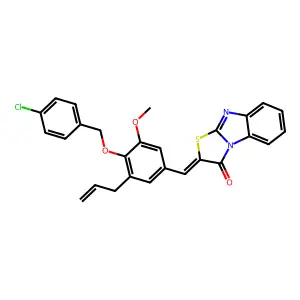 (2Z)-2-[[4-[(4-chlorophenyl)methoxy]-3-methoxy-5-prop-2-enylphenyl]methylidene]-[1,3]thiazolo[3,2-a]benzimidazol-1-one structure