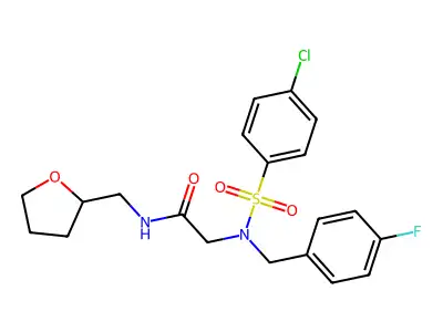 2-[(4-chlorophenyl)sulfonyl-[(4-fluorophenyl)methyl]amino]-N-(oxolan-2-ylmethyl)acetamide structure
