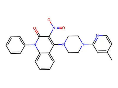 4-(4-(4-methylpyridin-2-yl)piperazin-1-yl)-3-nitro-1-phenylquinolin-2(1H)-one structure