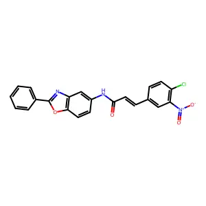 (E)-3-(4-chloro-3-nitrophenyl)-N-(2-phenyl-1,3-benzoxazol-5-yl)prop-2-enamide structure