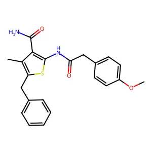 5-Benzyl-2-{[(4-methoxyphenyl)acetyl]amino}-4-methyl-3-thiophenecarboxamide structure