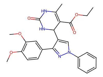 ethyl 4-[3-(3,4-dimethoxyphenyl)-1-phenyl-1H-pyrazol-4-yl]-6-methyl-2-oxo-1,2,3,4-tetrahydropyrimidine-5-carboxylate structure